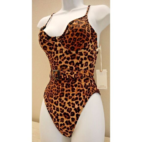 Good American GSW0020 Women's Sz 1/S Leopard Print Showoff 1-Pc Swimsuit - Picture 5 of 12